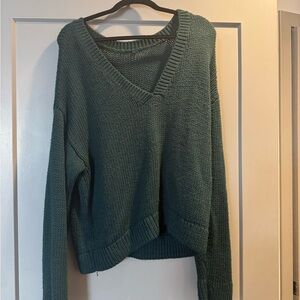 Victoria’s Secret PINK Dark Green Reversible V and Boat Neck Sweater Size Large